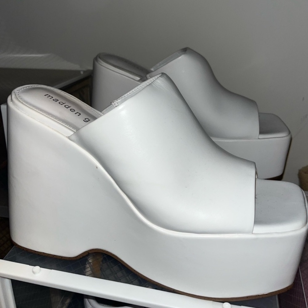 Madden Girl White Wedge Platform Sandals